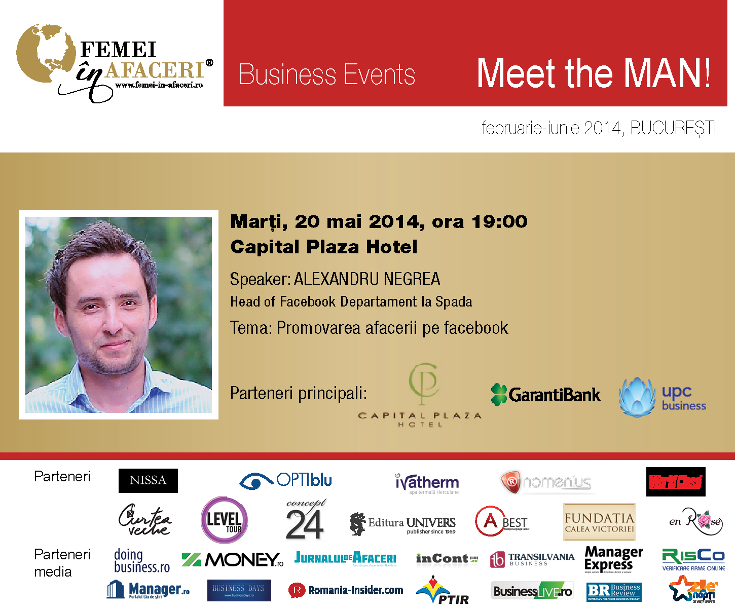 Curtea Veche Publishing recomandă Meet the Man! Conferinţă “Femei în afaceri” cu Alexandru Negrea, Head of Facebook Departament la Spada